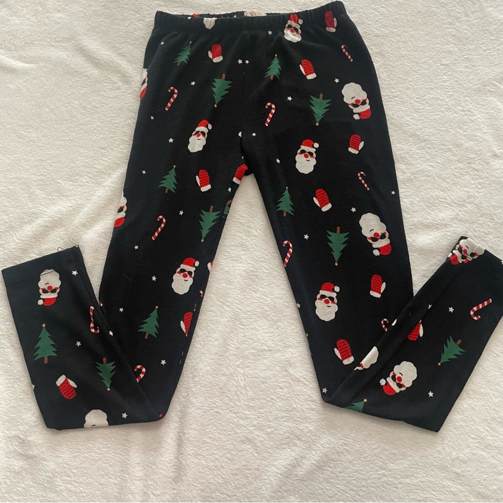 So Brand Black Christmas Santa Holiday Mid Rise Leggings Size small